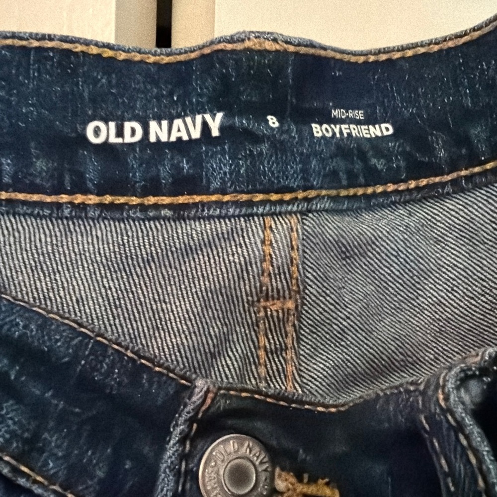 Old Navy Boyfriend Jeans - Dark Denim Blue with Contrast Stitching